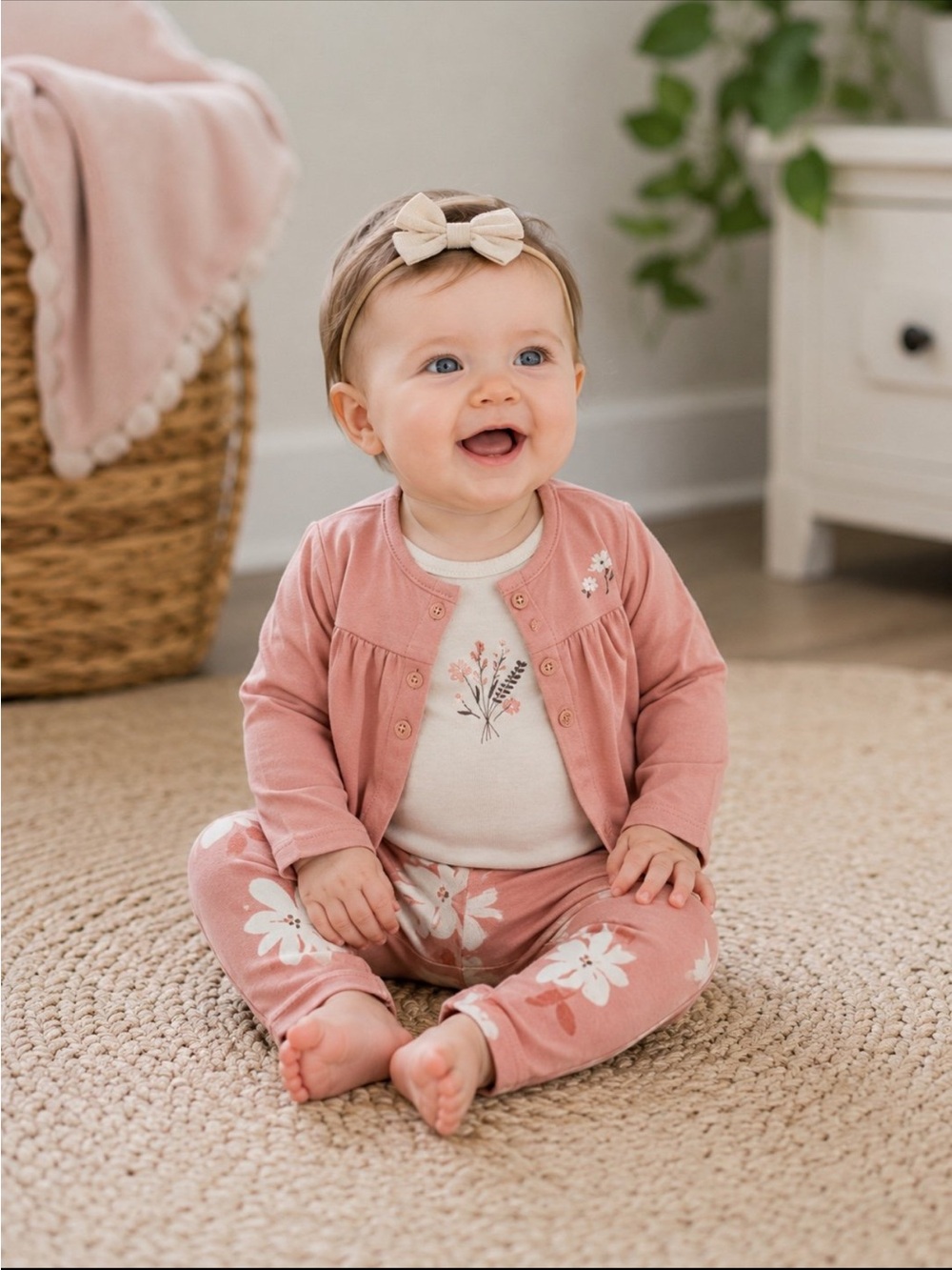 Carter's Baby Girl 3-Piece Set Size 9 Months Cardigan Bodysuit Pants